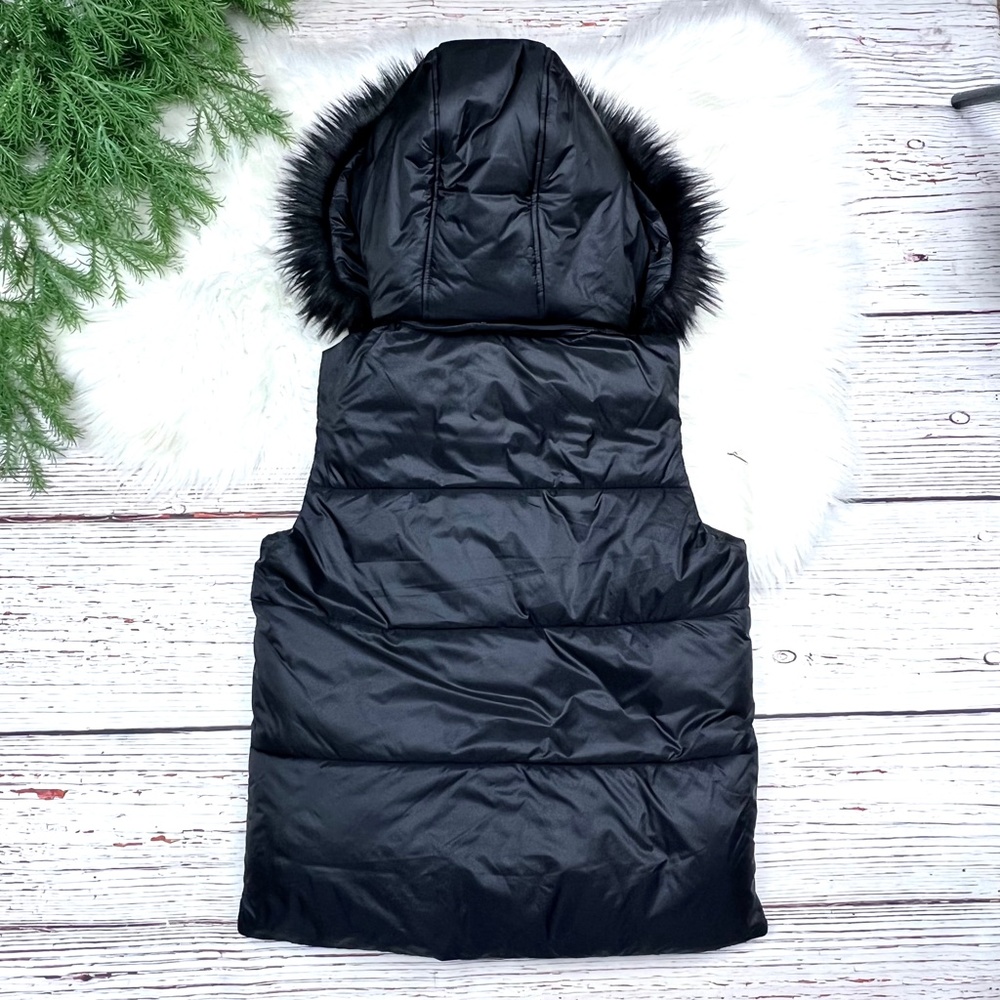 *|•ABERCROMBIE & FITCH•| Puffer Vest Water/Wind Resistant Faux Fur Trimmed Hood* - Picture 11 of 15
